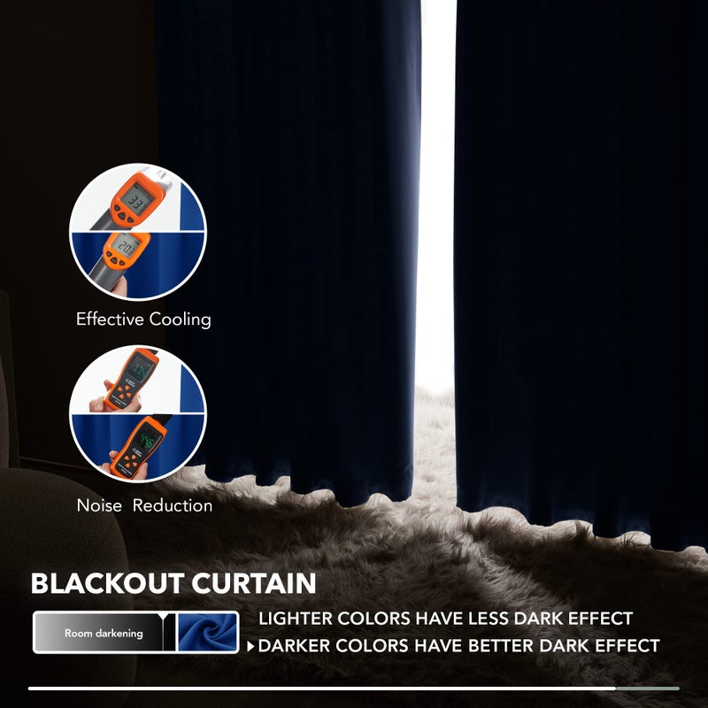 Deconovo Blackout Curtains for Bedroom, Royal Blue Thermal Insulated Drapes 84 Inches Long, Back Tab and Rod Pocket Room Darkening Window Curtains, 42W x 84L Inch, 2 Panels - Image 5